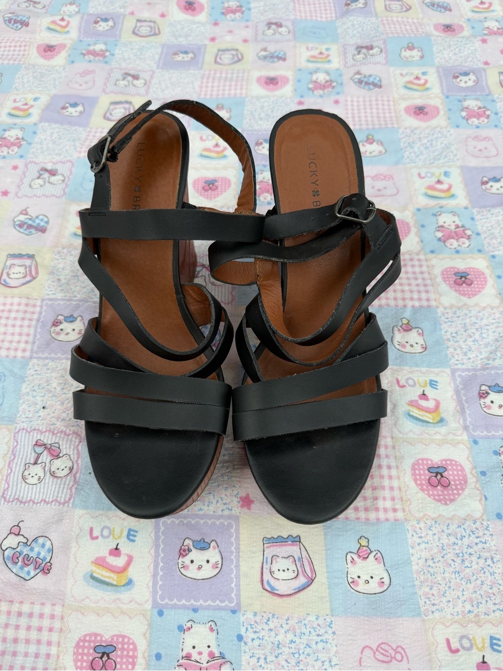 Lucky Brand Black Strappy wedges